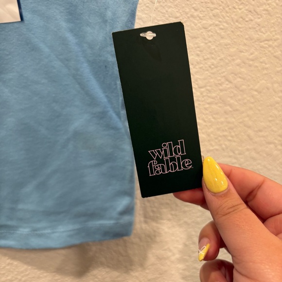 Wild Fable Blue Mock Neck Crop Top Womens Large Sleeveless Tank NWT - Picture 5 of 7